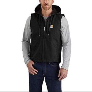 XL Tall Carhartt washed duck fleece lined hooded vest